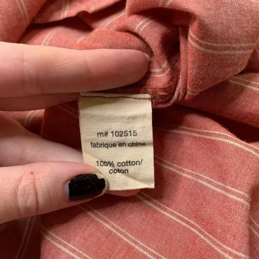 John Varvatos Shirt Mens XL Salmon Cream Cotton Striped Button Up Long Sleeve - Picture 4 of 8